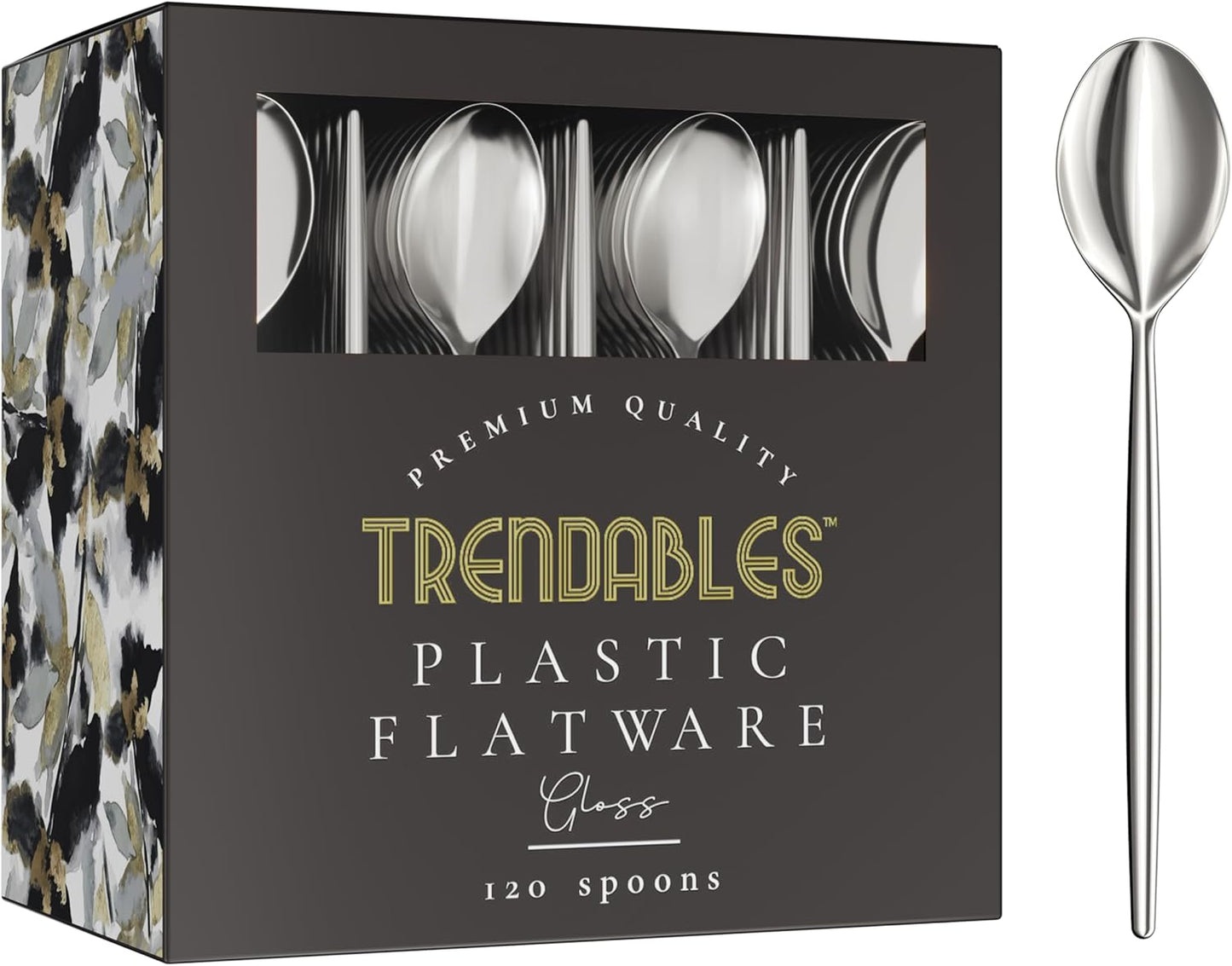 Trendables Disposable Silver Plastic Cutlery - 120 Pack Silverware Set With Spoons and Utensils