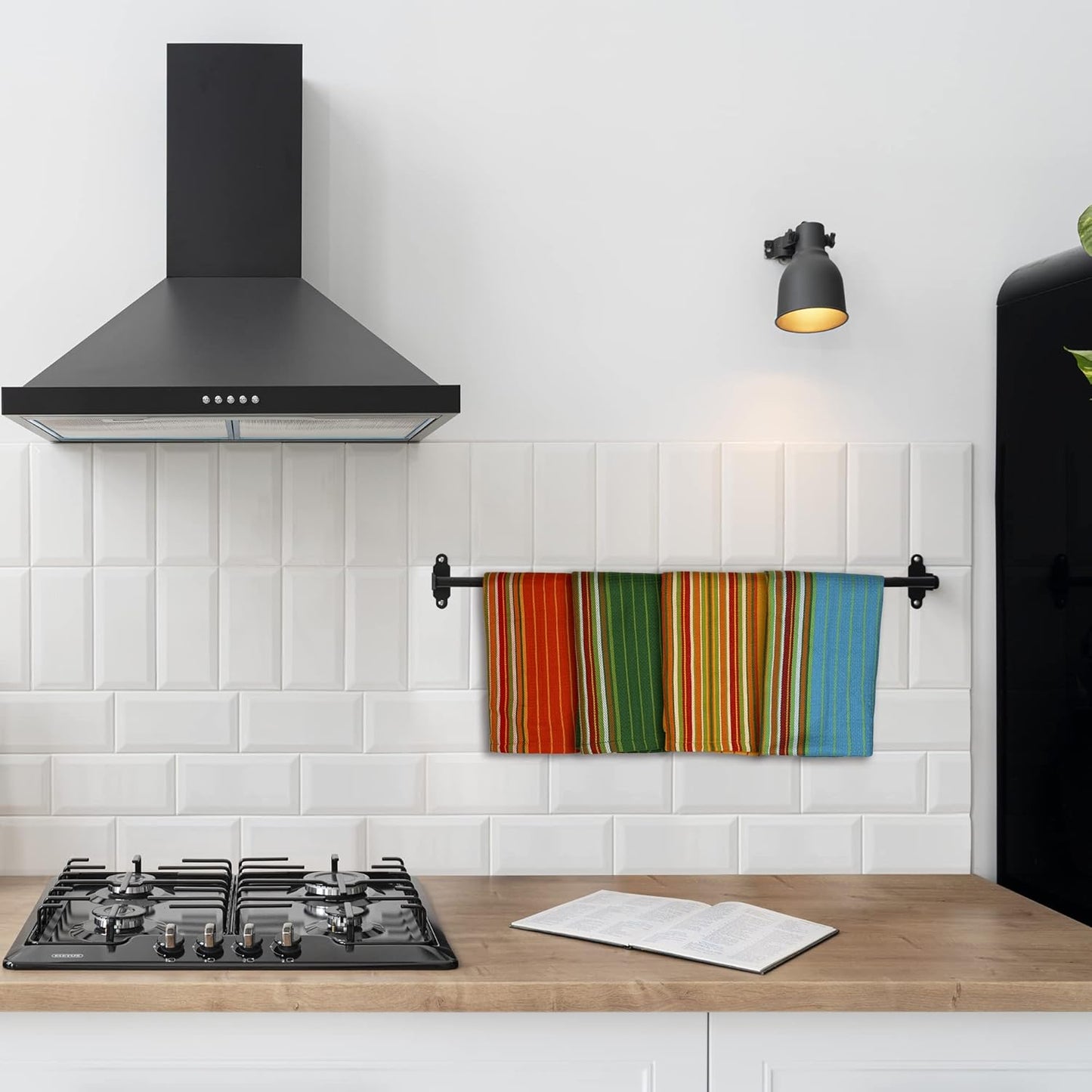 Urban Villa Salsa Stripe Kitchen Towels 100% Cotton Dish Towels for Kitchen Multi Color Highly Absorbent Multi-Purpose Waffle Dish Cloths for Cleaning Soft Hand Bar Towels 20x30 Inches (Set of 12)