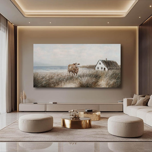 CHUDANHAO Farmhouse Wall Art Living Room Large Wall Decor Art for Women Office Wall Pictures Brown Wall Art Canvas Paintings 29"x58"