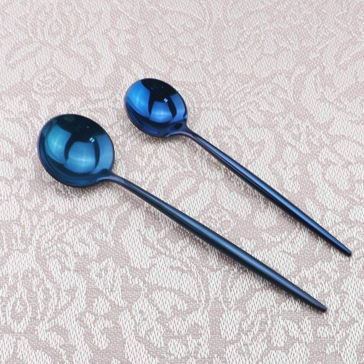 Gugrida Portable Silverware Set - 5-Piece Flatware Cutlery Set - 18/10 Stainless Steel - Mirror Polishing Blue - Travel Elegant Modern Utensils - Service for 1 Include Steak Knife Dinner Fork Spoon