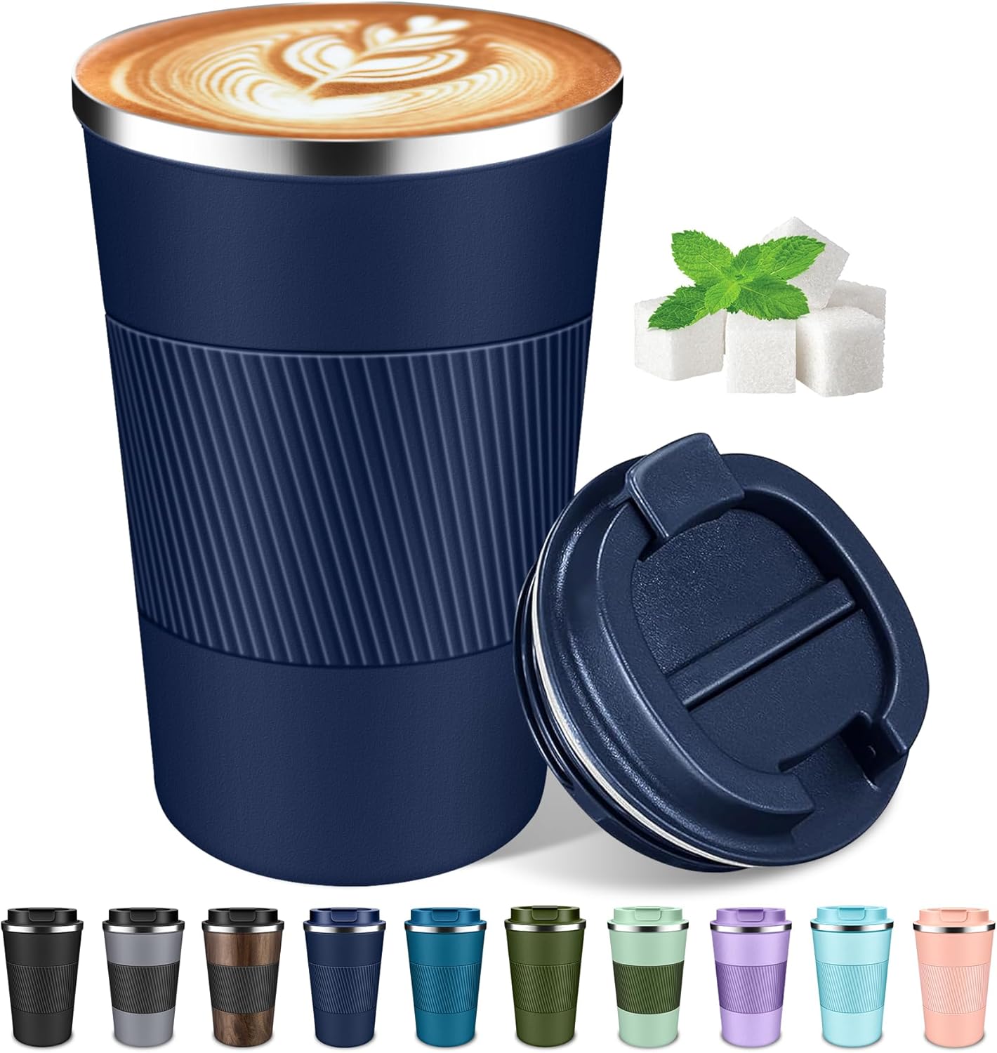 Coffee Travel Mug 12 oz & 17 oz Insulated Coffee Mug with Lid Portable Spill-Proof Coffee Travel Mug No Handle Reusable Stainless Steel Mug Keeps Cold and Hot Suitable for Car, Daily, Travel and Gifts