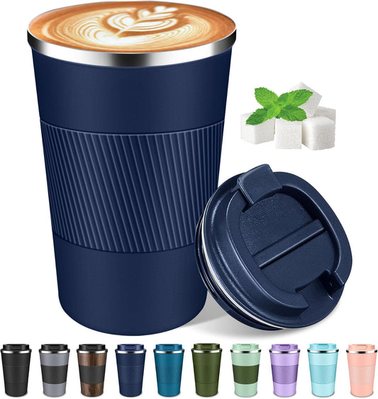 Coffee Travel Mug 12 oz & 17 oz Insulated Coffee Mug with Lid Portable Spill-Proof Coffee Travel Mug No Handle Reusable Stainless Steel Mug Keeps Cold and Hot Suitable for Car, Daily, Travel and Gifts