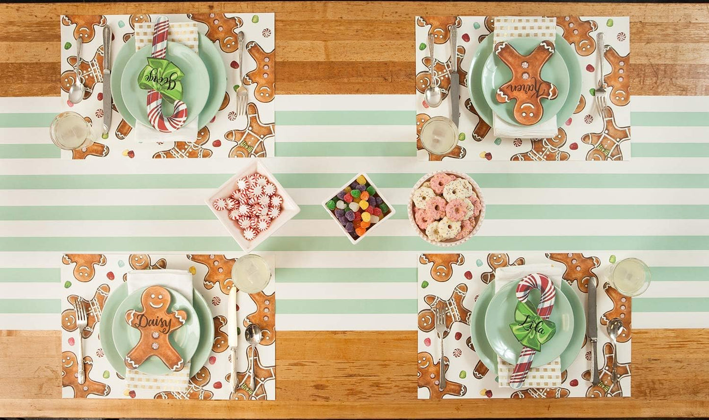 Striped Table Runner - Seafoam Paper Table Runner for Parties or Weddings - American Made