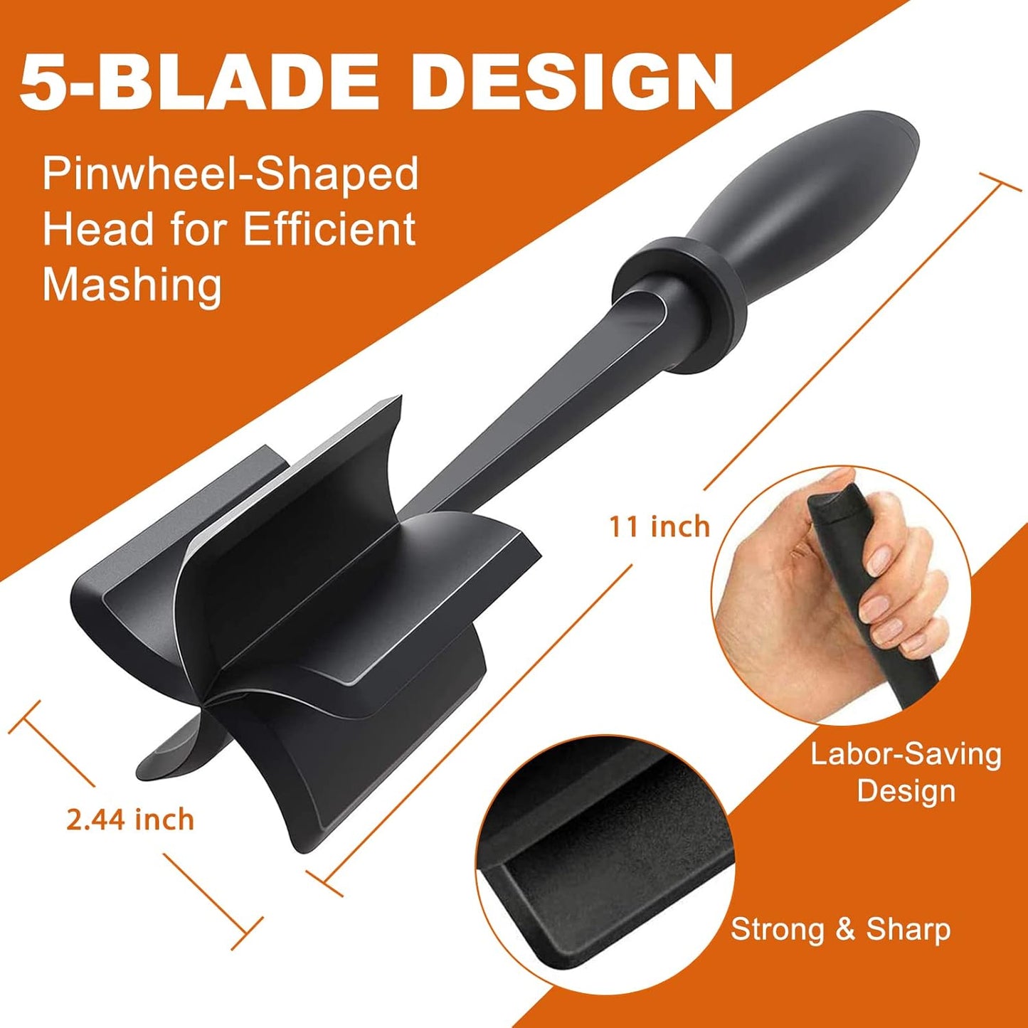 2 Pack Meat Chopper, Heat Resistant Meat Masher for Ground Beef, Hamburger Nylon Hamburger Meat Smasher Beef Chopper, Mix and Chop Kitchen Tool and Meat Browning Utensil