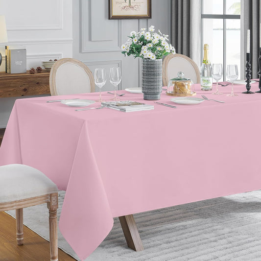 VidaFete Tablecloth 10 Pack 90 * 156inch Rectangle Table Cloth Polyester, Stain Wrinkle Resistant Polyester Dining Table Cover for Kitchen Dinning Party Wedding Rectangular Buffet Decoration(Pink)