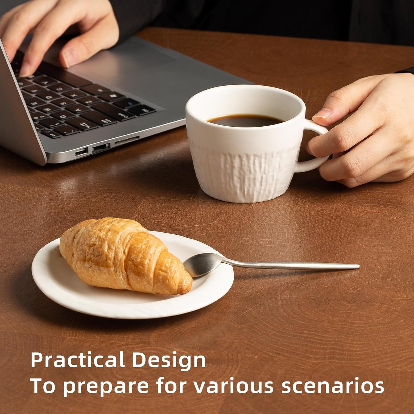 7.4oz Espresso Cups Set of 4 - Ceramic Cappuccino Cups with Saucers - Microwave and Dishwasher Safe, Perfect For Tea, Latte - Porcelain Drinkware for Kitchen or Cafe (white)