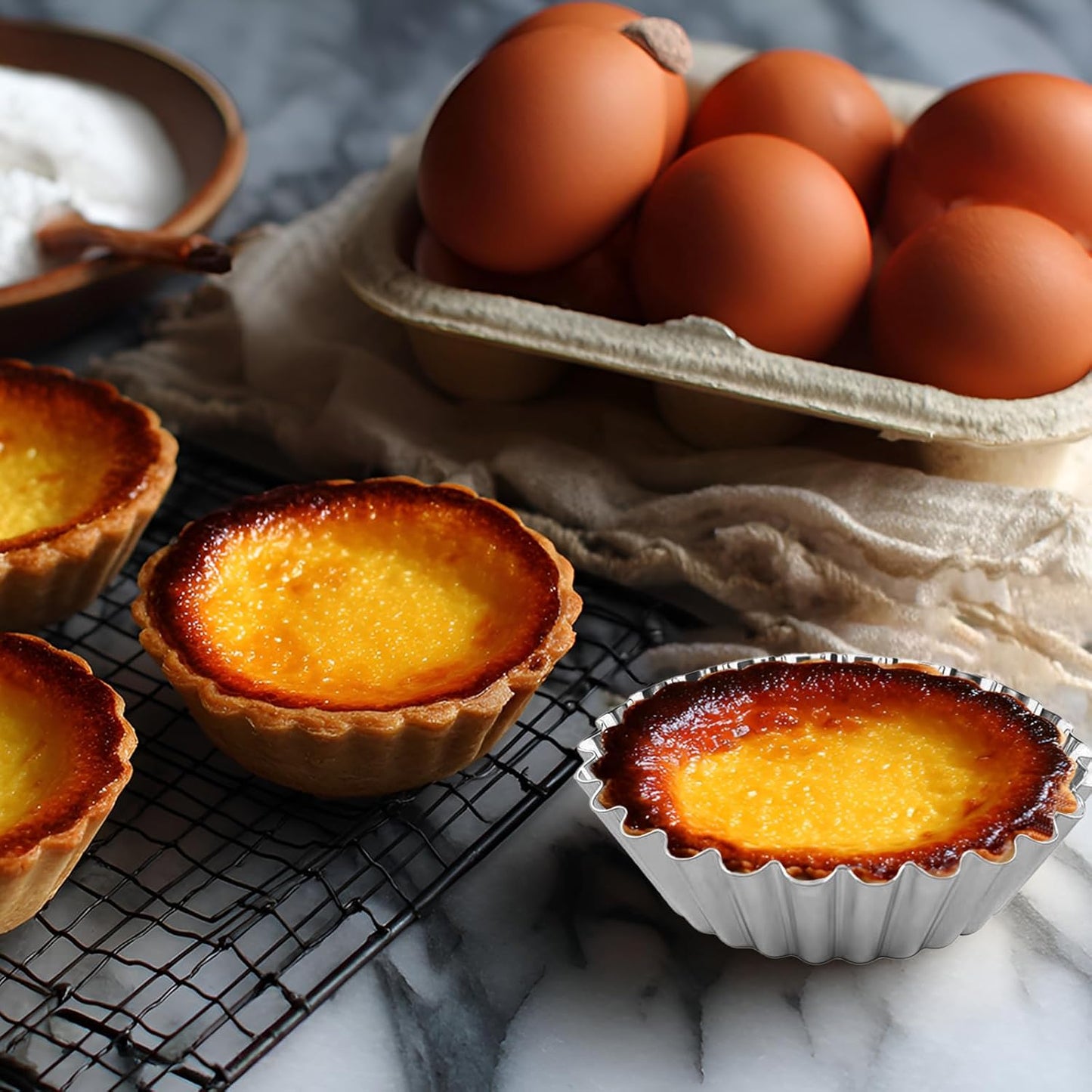 35Pcs Mini Tart Pans Egg Tart Mold, 2.75" Aluminium Mini Pie Tins Reusable Tart Pans for Baking