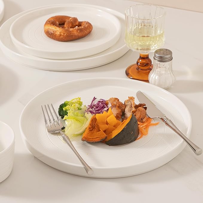 Dinnerware sets plates and bowls sets modern plates stoneware dinnerware set Plates and Bowls Set for 4, 12 Pieces Dishes,Microwave and Dishwasher Safe Tableware (style - 1, 4 - Set (12pcs))