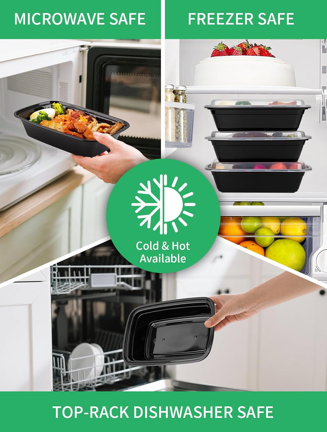 50 Pack Meal Prep Containers 32 oz – Reusable Plastic Food Storage with Lids, Leakproof, BPA-Free, Microwave Freezer Dishwasher Safe, To-Go Takeout Containers