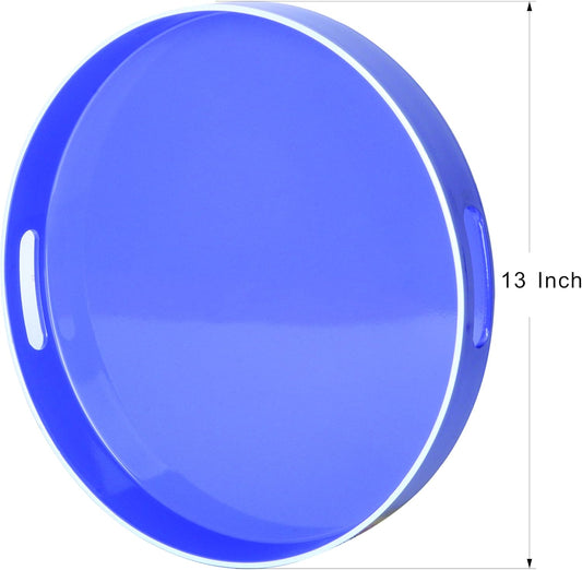 Zosenley Decorative Tray, Plastic Tray with Handles, Modern Vanity Tray and Serving Tray for Ottoman, Coffee Table, Kitchen and Bathroom, Size 13" (Pale Purple)