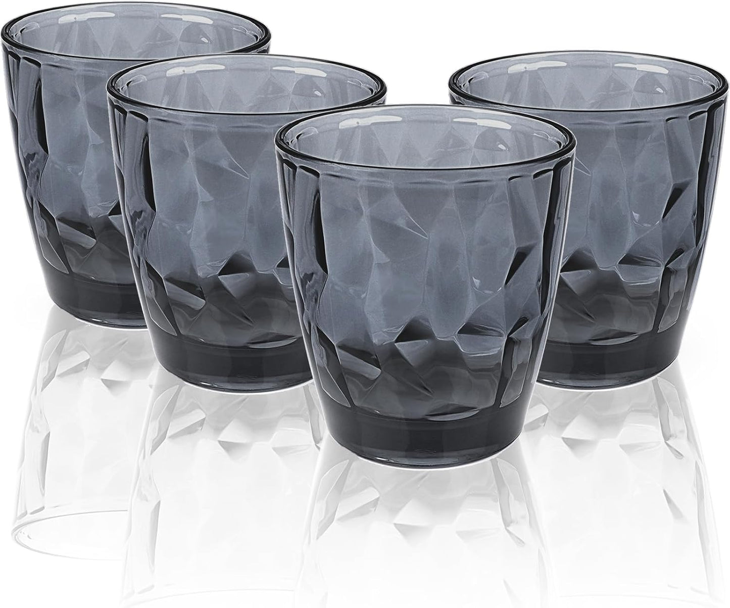Glasses Drinking Set of 4, 12oz Vintage Drinking Glasses, Drinking Glasses for Cocktail, Beer, Wine, Whiskey, Water & Juice Drinkware (Gray-blue)