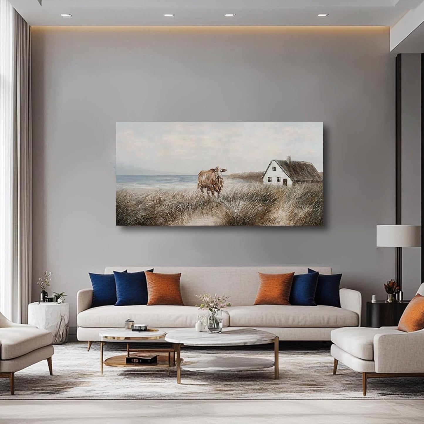 CHUDANHAO Farmhouse Wall Art Living Room Large Wall Decor Art for Women Office Wall Pictures Brown Wall Art Canvas Paintings 29"x58"