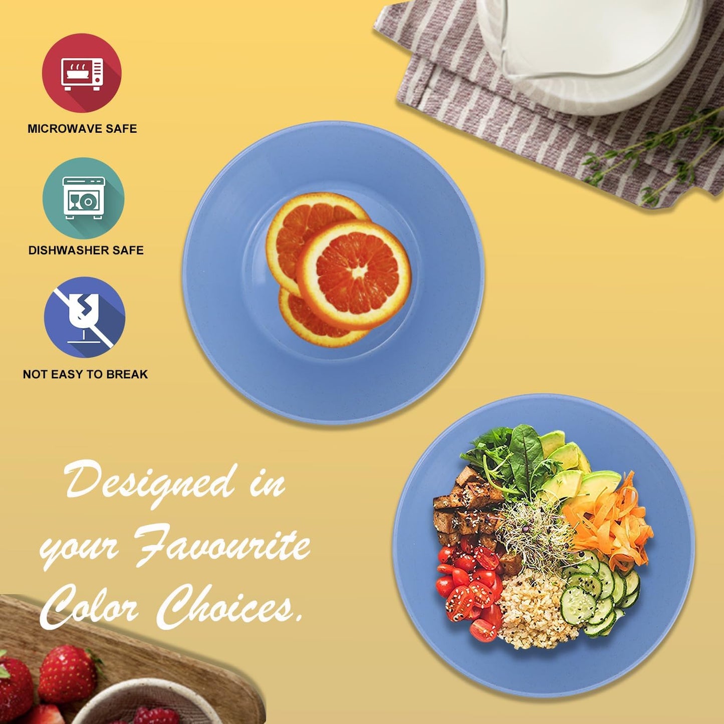 Wrova Wheat Straw Bowl Sets,6 PCS Unbreakable Cereal Bowl 36 OZ,Microwave and Dishwasher Safe Bowls,Kitchen Bowls for Serving Soup,Oatmeal and Salad （Sky Blue）