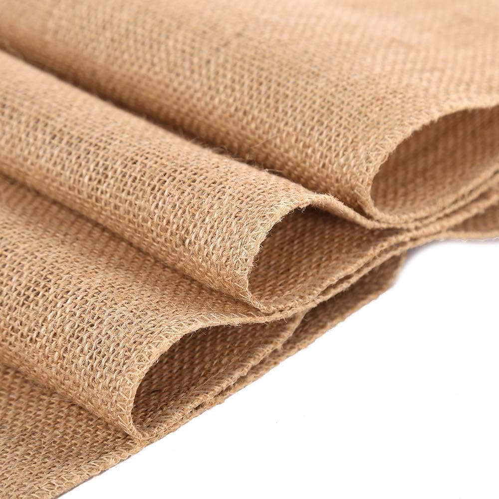 Burlap Table Runner 12 Inch by 50 Yards Natural Jute Hessian Burlap Roll Crafts Fabric Rolls with Sewn Edges for Country Rustic Party Wedding Decorations Farmhouse Kitchen Decor(12" x50Yard)