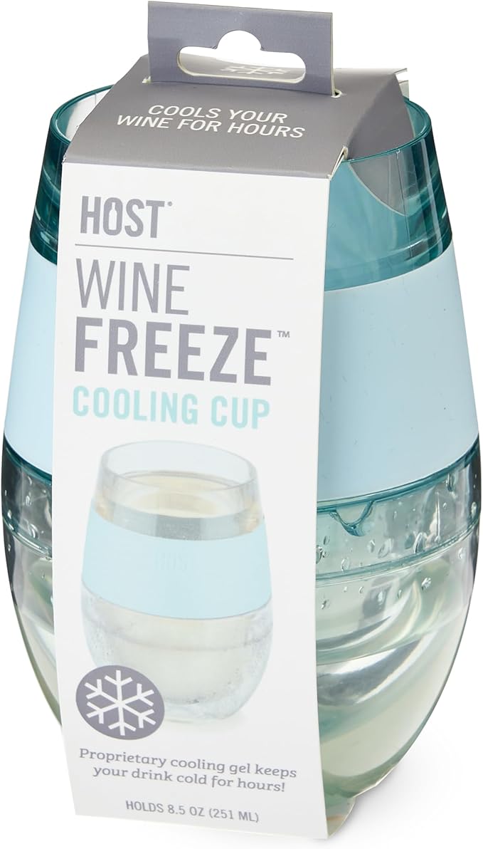 HOST Wine Freeze Cooling Cup, Plastic Double Wall Insulated Freezable Drink Chilling Tumbler with Freezing Gel Wine Glasses for Red and White Wine, Set of 1, 8.5 oz, Ice