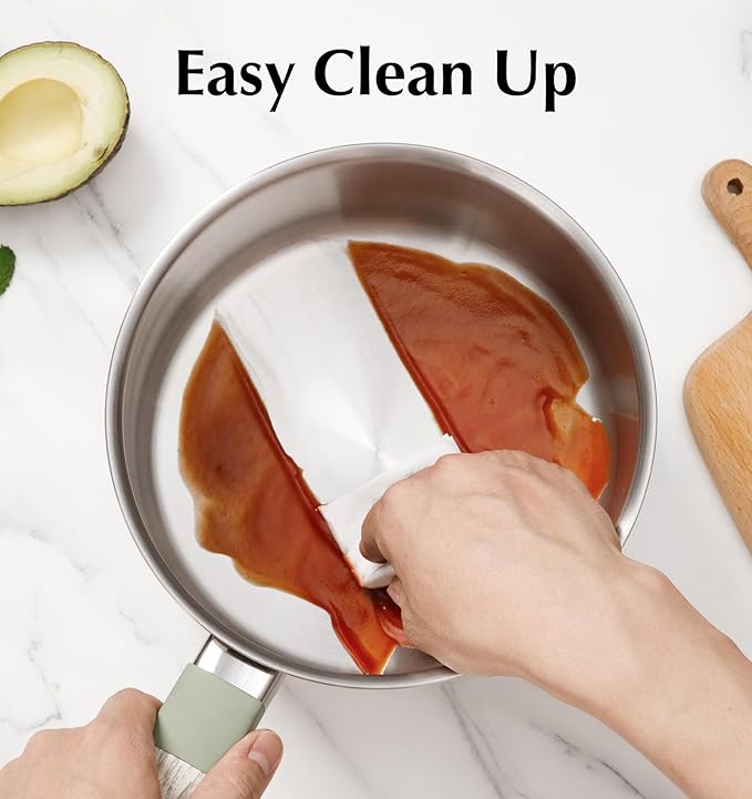 KOCH SYSTEME CS Stainless Steel Sauce Pan Set, 1.5QT & 2QT & 3QT Stainless Steel Pot Set with Lid, Triply Base Sauce Pan Set with Bakelite Handle, Induction Compatible Saucepans, Easy to Clean, 6 PCS