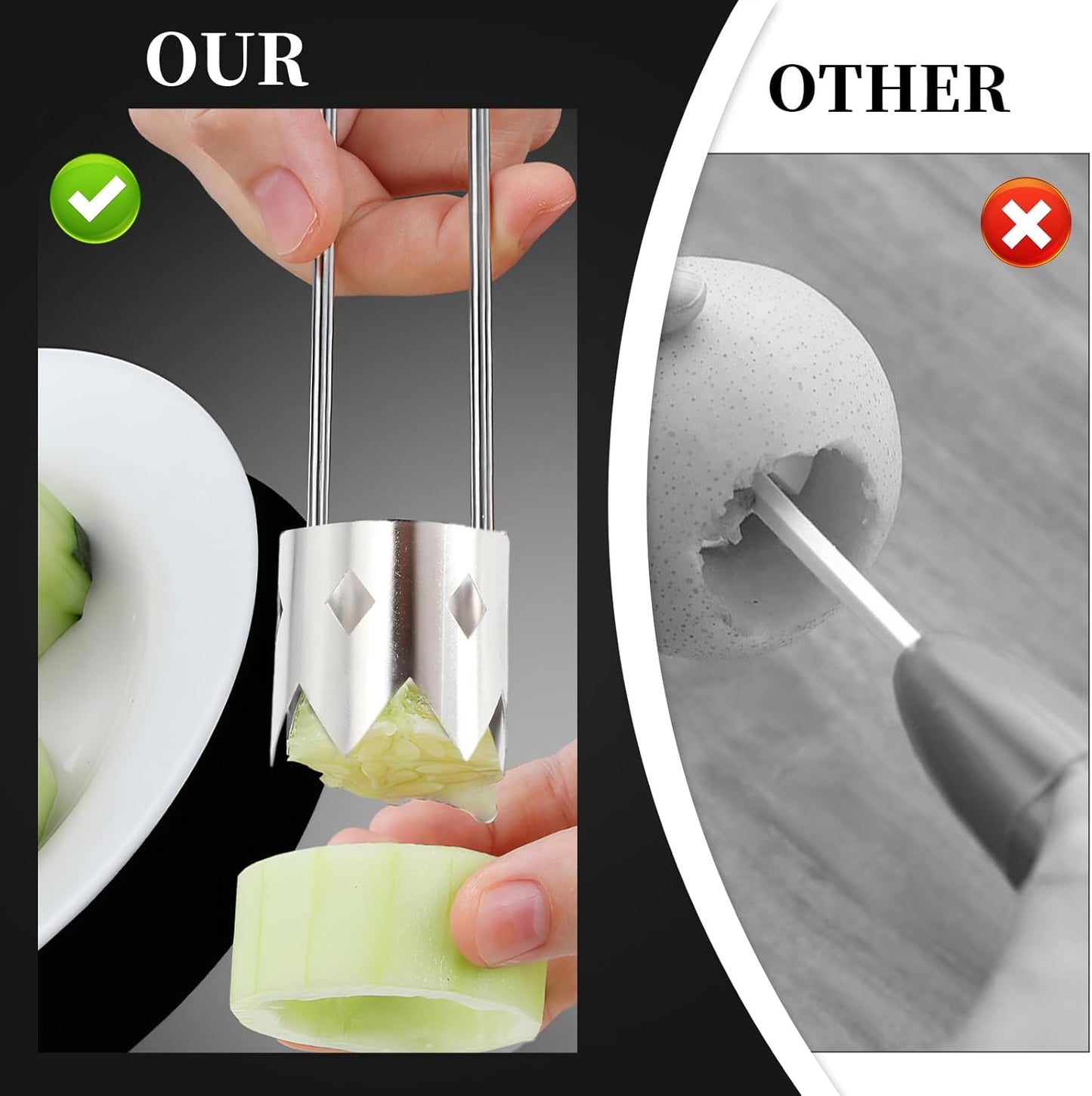 3 PCS Bell Pepper Corer, Multifunctional Fruit and Vegetable Core Remover, Stainless Steel Apple Corer Remover, Reusable Kitchen Gadget, Easy to Clean