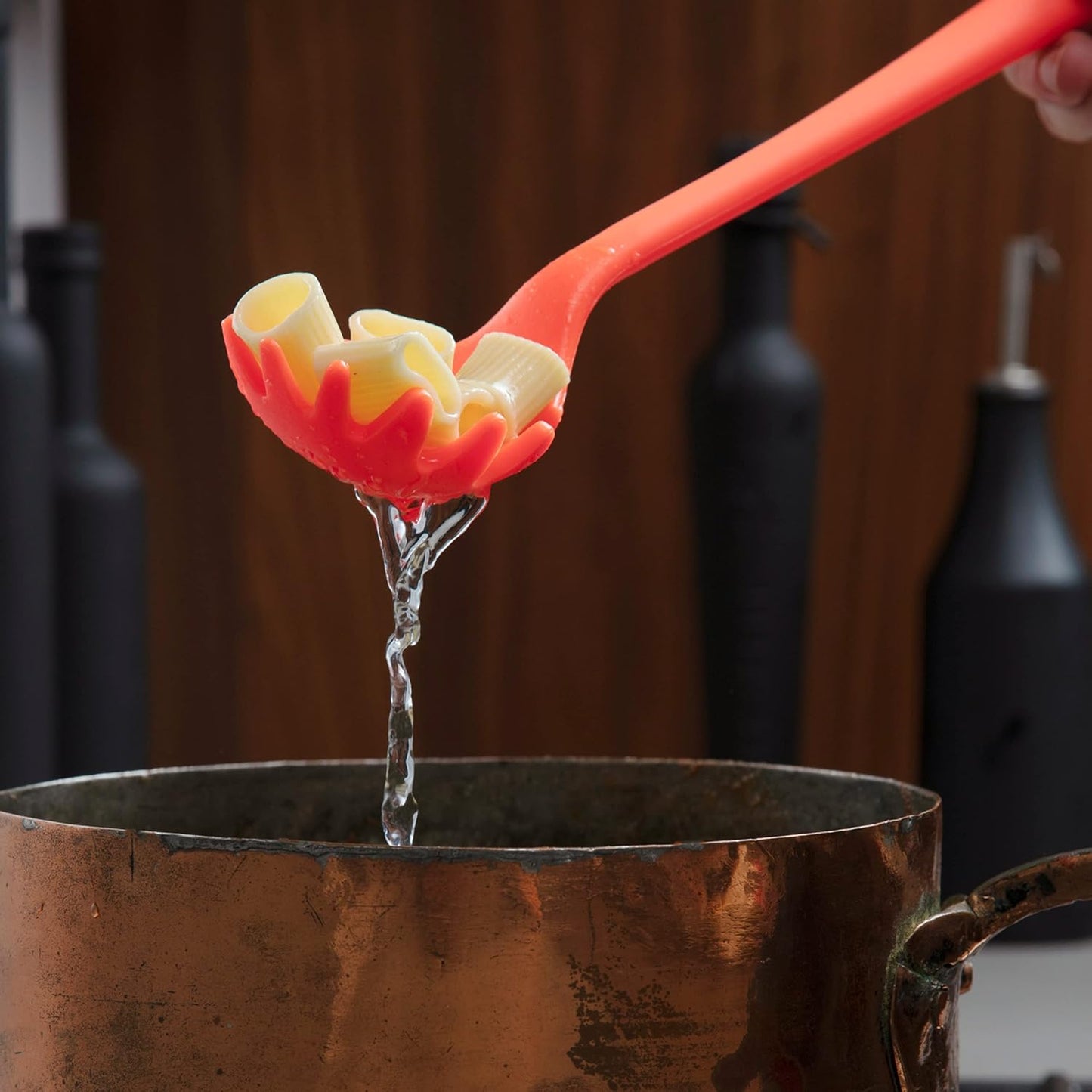 GIR: Get It Right Silicone Pasta & Spaghetti Spoon - 13-In Slate Modern - Heat-Resistant Silicone Ladle & Pasta Fork - Gentle on Nonstick Surfaces