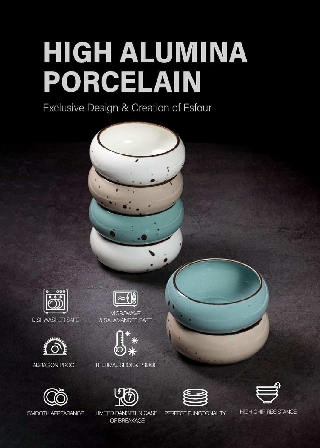 Small Hand Craft Dessert Bowls - 13.5oz, Set of 6 - Microwave, Oven, Dishwasher Safe, Ice Cream,Soup,Snacks, Rice, Cereal, Chili, Side Dishes, Dips, Ideal Gift - Natural Assorted Color