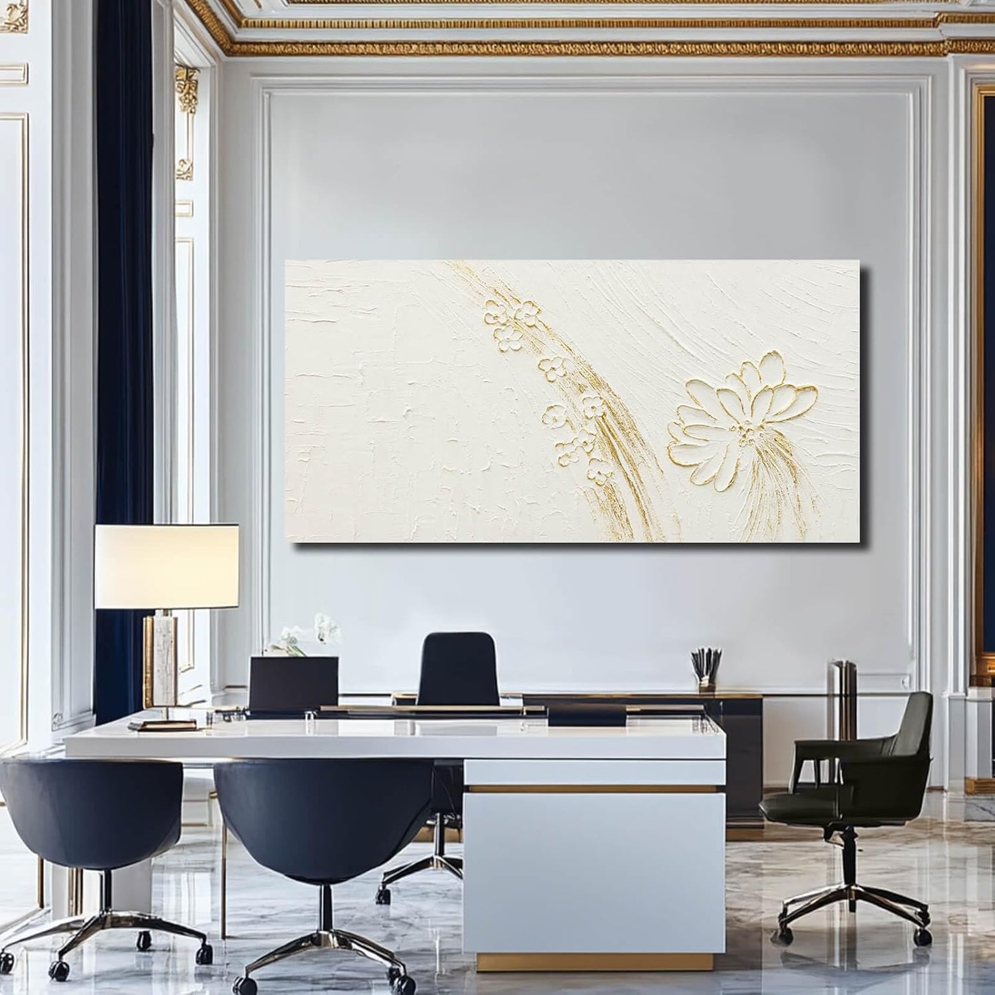 VAYIMDH Modern Canvas Wall Decor Floral Hand Painted Wall Art Textured Wall Posters 29"x58" Wall Decorations for Living Room Pictures for Kitchen