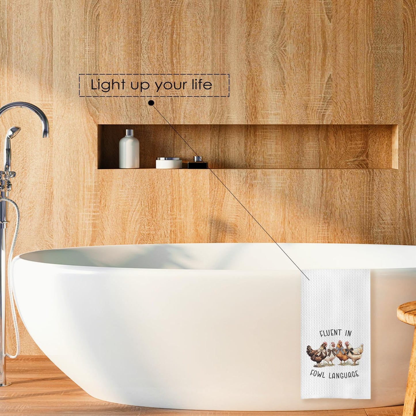 Chicken Kitchen Towels Funny Dish Towel with Sayings 16x24 Inches for Chicken Lover Mom, Fluent in Fowl Language Decorative Hand & Tea Towels for Farmhouse Home