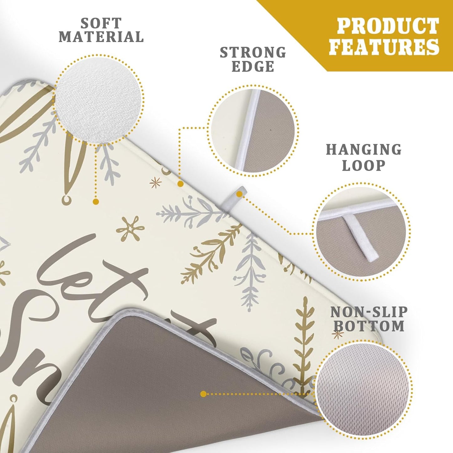 Christmas Snowflake Dish Drying Mats for Kitchen Counter 18×24 Inch Winter Snowflake Let It Snow Large Microfiber Drying Mat Kitchen Accessories Dish Rack Mat Drainer Pad Washable Absorbent