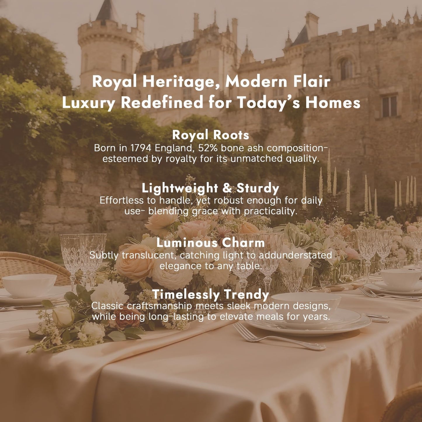 KINGSTONE Bone China Dinnerware Sets, 12-Piece Dinnerware Set for 4, Lightweight Durable, Dishwasher Safe, Tableware for Daily Use with Elegant Design, Blue