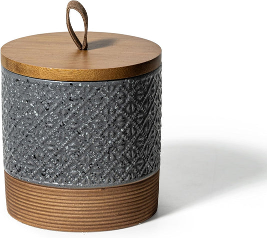 Ceramic Spice Jars with Lids, Coffee Canister with Airtight Lid, Small Kitchen Food Storage Jars for Spice Sugar Tea Bag, Stackable Decor Kitchen Jar for Counter - Gray & 20 fl.oz