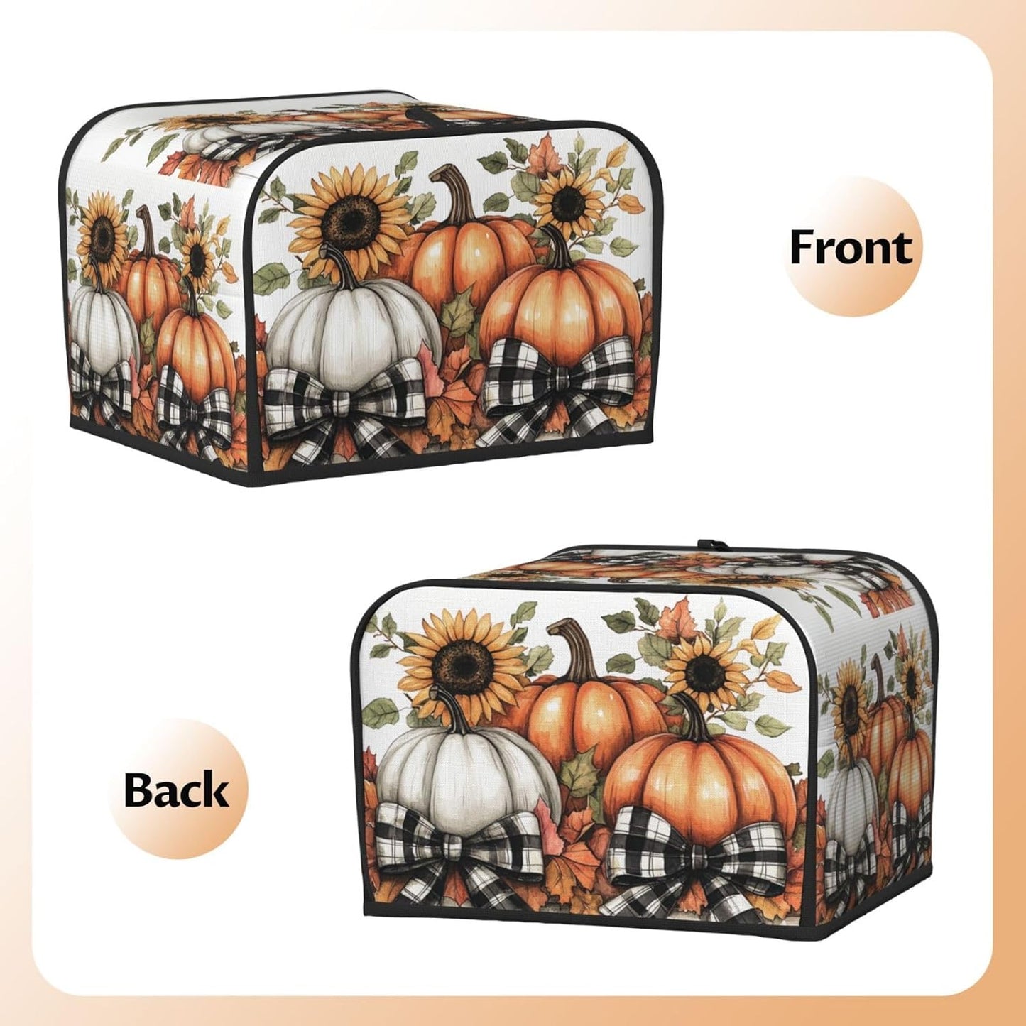 Toaster Cover 4 Slice Pumpkin Sunflower Fall Thanksgiving Kitchen Small Appliance Covers with Pockets Dust and Fingerprint Protection
