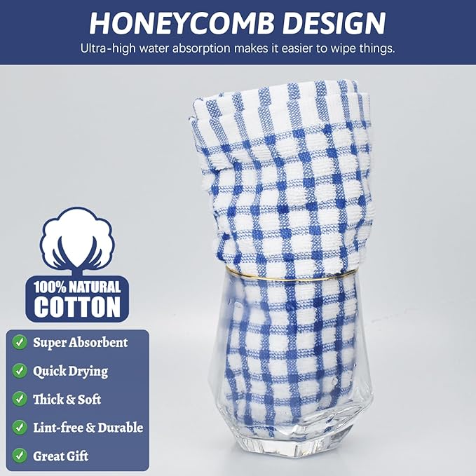 Nialnant 8 Pack Kitchen Towels, Dish Towels for Kitchen, 100% Cotton Dish Cloths for Washing Dishes, Quick Drying Reusable Cleaning Rag - 25 x 16 in