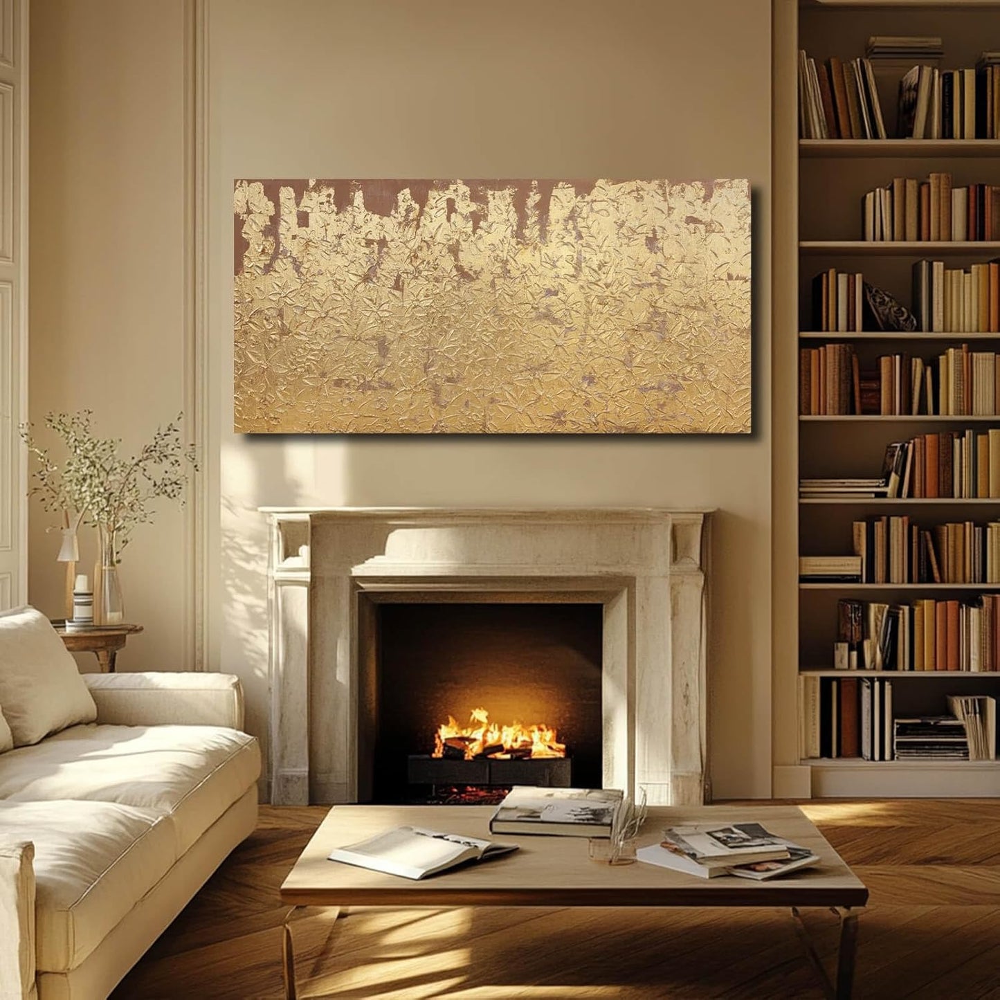 VAYIMDH Abstract Canvas Wall Art Gold Wall Painting Contemporary Home Wall Decor 29"x58" Large Artwork for Living Room Office Decor