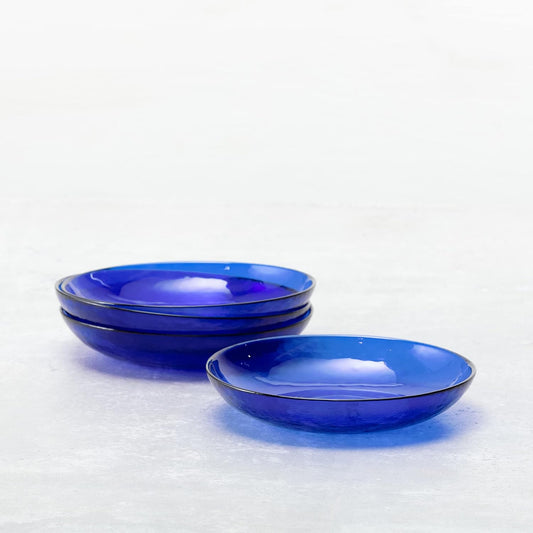 Fortessa Los Cabos Glass Dinnerware Collection, Coupe Entrée Bowl (Set of 4), 8.6 Inch/25oz, Cobalt