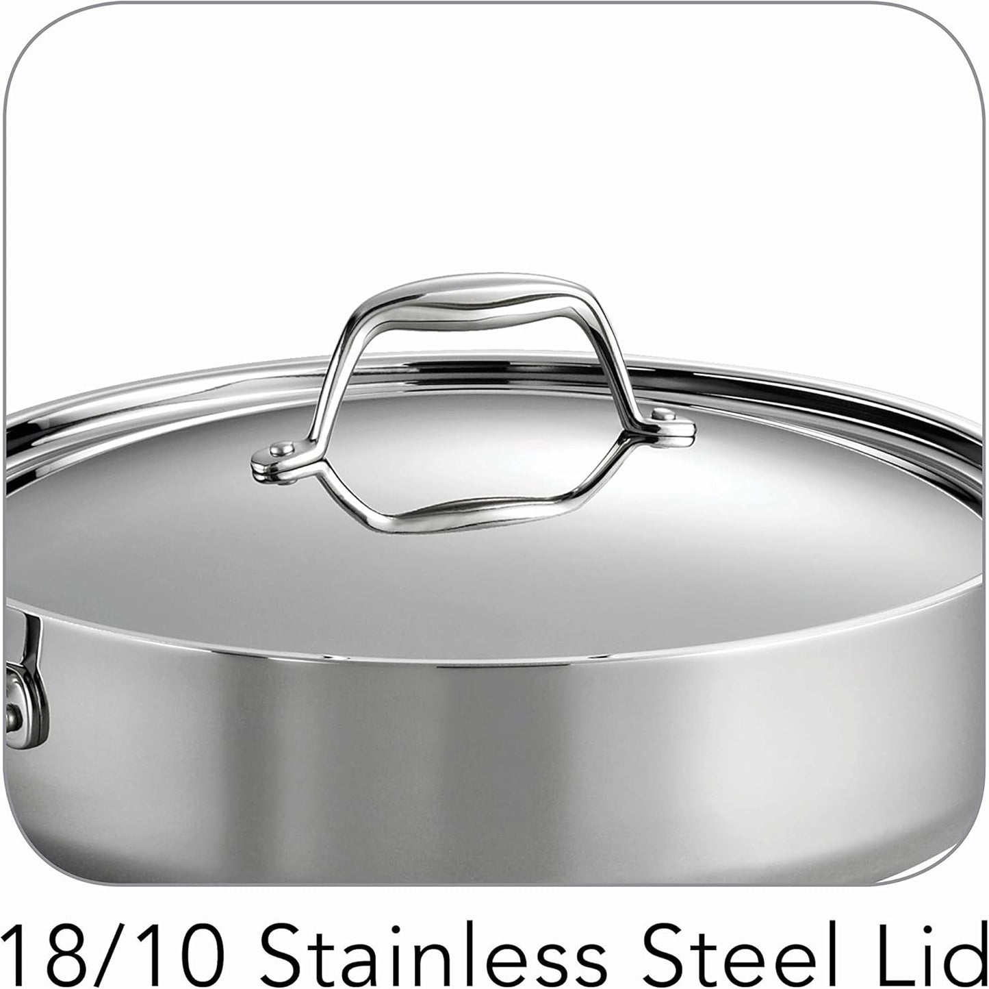 Tramontina Signature Tri-Ply Clad Stainless Steel 6-Quart Saute Pan with Lid, Induction-Ready Cooking Pan, Dishwasher-Safe, NSF-Certified, Made in Brazil