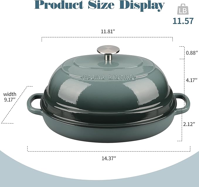 Enameled Oval Cast Iron Dutch Oven Pot with Lid, Bread Dutch Oven for Sourdough Bread Baking, 6QT, Slateblue