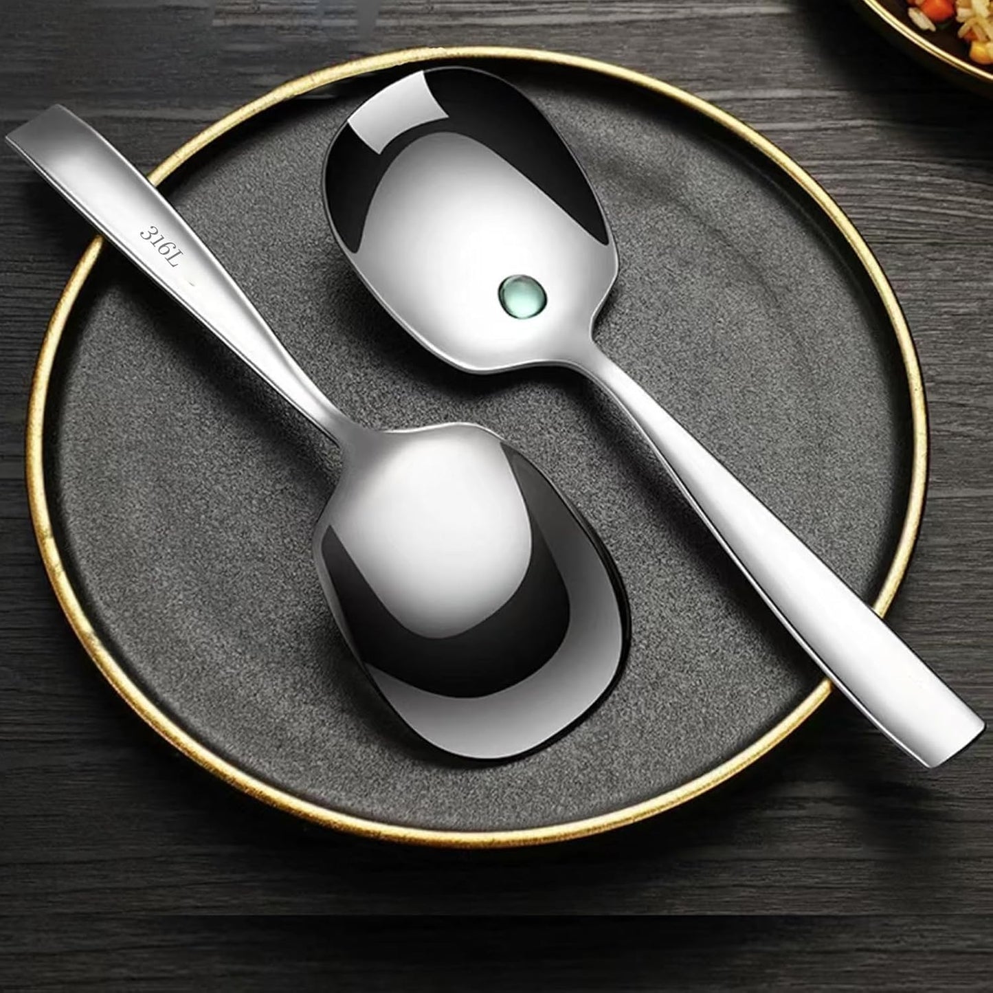 316L stainless steel Heavy Duty Square head Buffet Serving Spoons, Extra Large,1-Piece Set