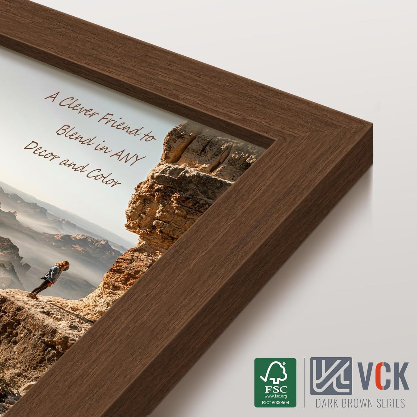 VCK 16x20 Picture Frames for Wall 5 Pack, Brown Wood Poster Frame, Exclusive Wood Grain, Wall Hanging