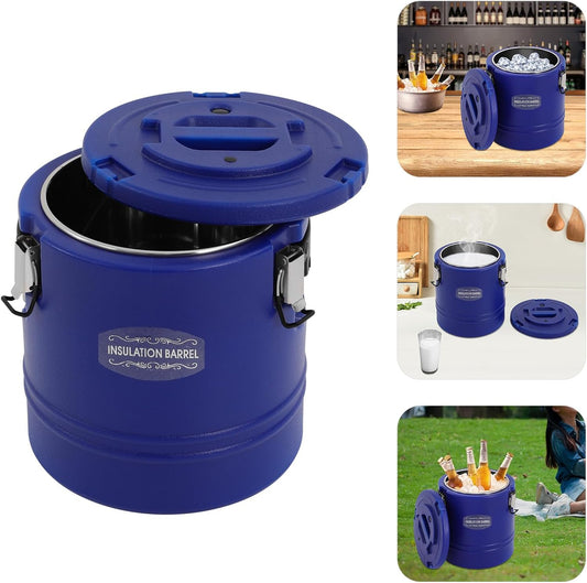 DYNAMI Large Insulated Food Container, Portable Commercial Food Warmer Insulated Soup Container Cold Hot Box for Catering,Stainless Steel Inner Liner, Sealed and Leak-proof (Blue, 4 Gal)