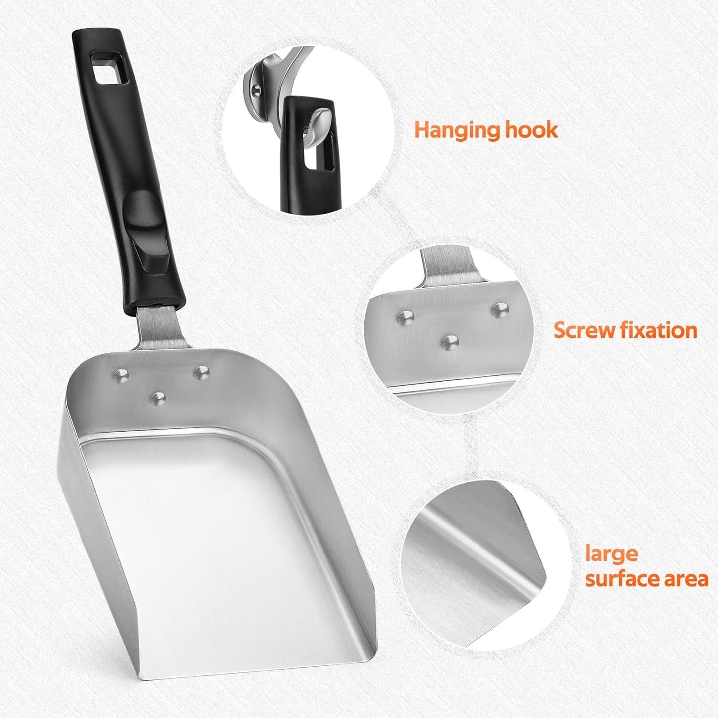 onlyfire Stainless Steel Food Mover for Flat Top, Multi-Purpose Grill Scoop Griddle Spatula Smash Burger Food Shovel for Stiring Fry, Cooking and Moving Food, Grilling Tool BBQ Accessories, 5“ ﻿