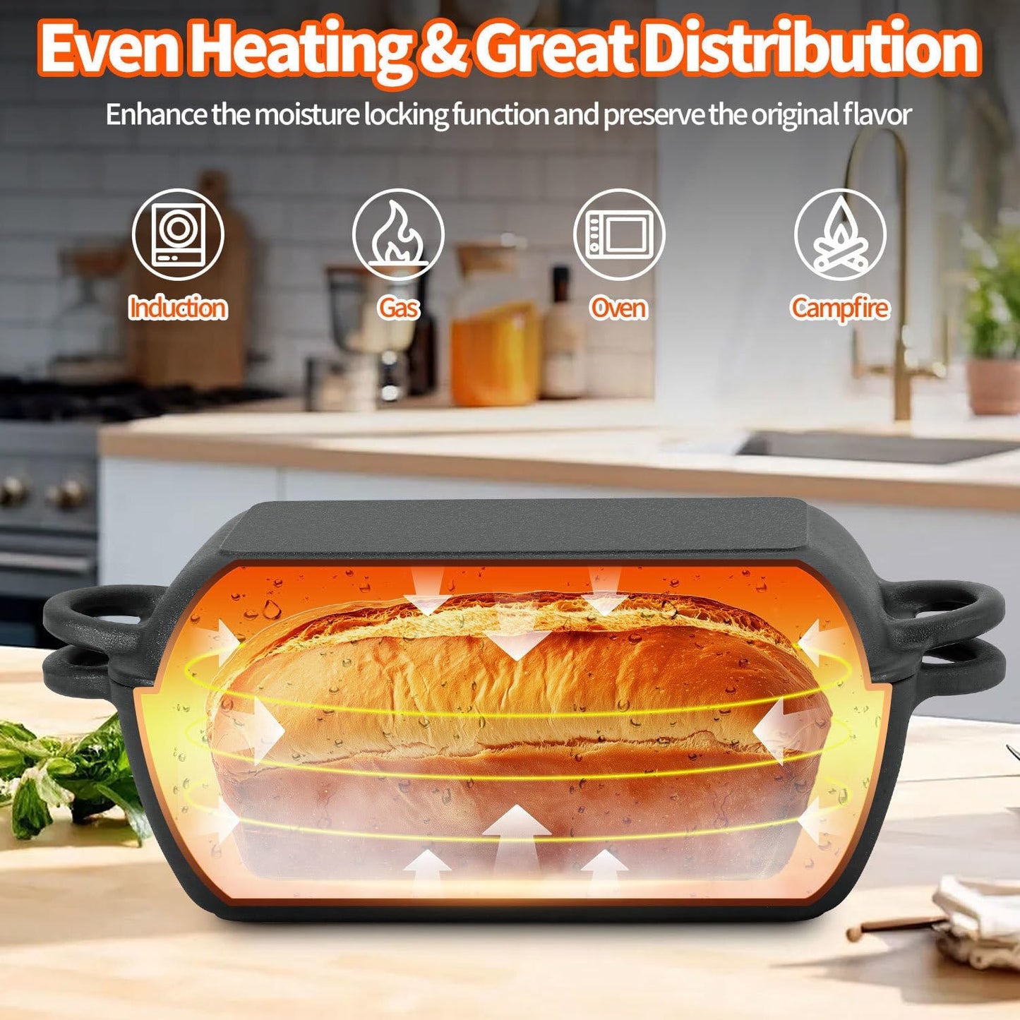 6.35 Qt Oval Cast Iron Dutch Oven for Bread Baking, Bread Baking Pan with Lid includes Bread Baking Supplies, Multi-Functional Sourdough Baking Kit for Frying and Braising