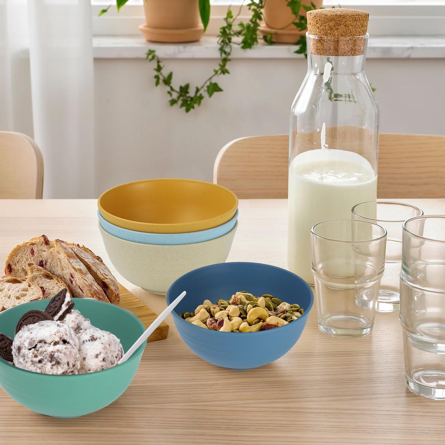 Unbreakable Wheat Straw Bowls for Kids, 10 oz Snack Bowls Set of 6, Small Handy Bowls Set for Snack, Dessert and Appetizer,Multi Color