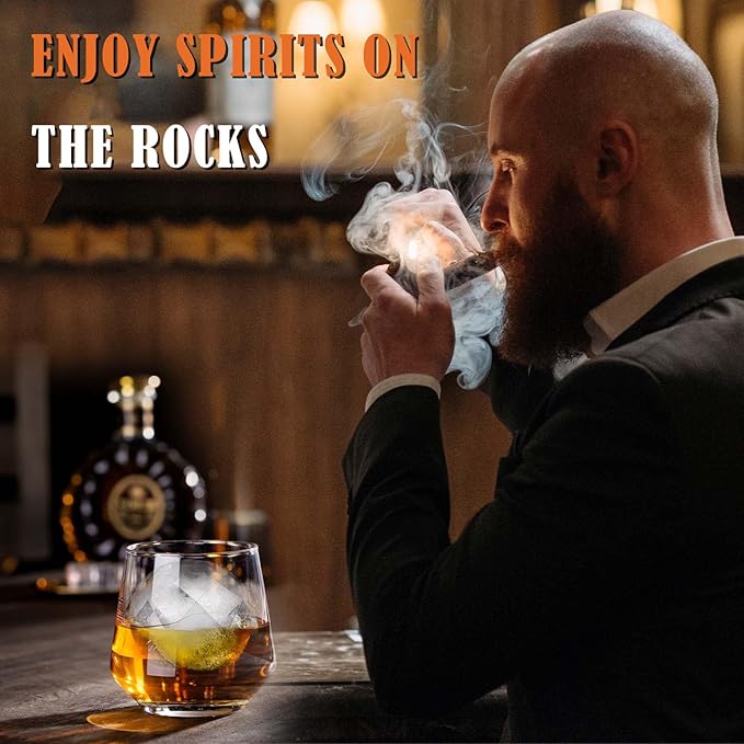 JBHO Premium Whiskey Glasses for Men - Set of 6-12 Oz Scotch Glasses - Old Fashioned Non-Lead Crystal Glass - Gift-Box Idea for Scotch Lovers/Glassware for Bourbon/Rum glasses/Bar Cocktail Glasses