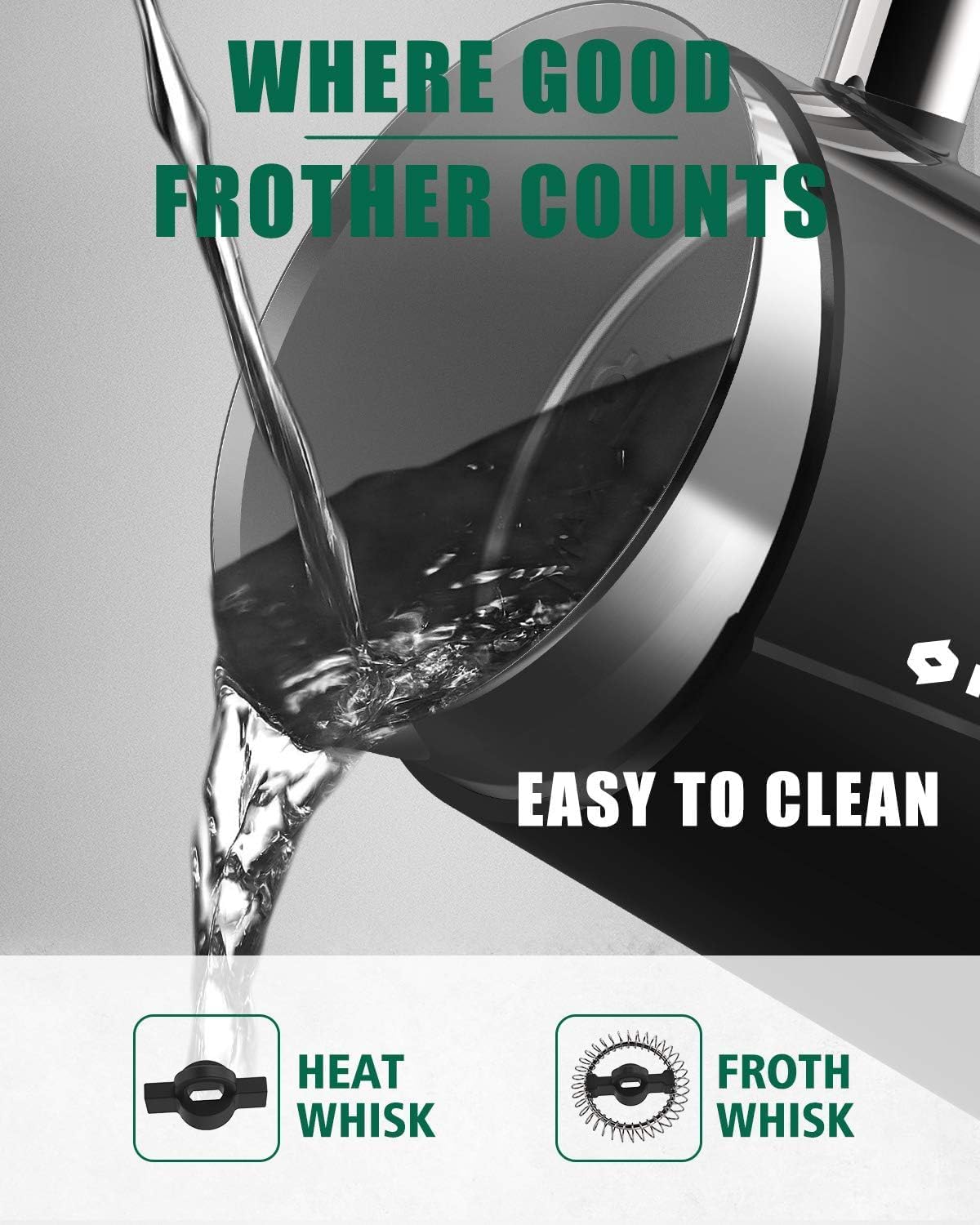 Huogary Milk Frother, Large Capacity Milk Frother and Steamer, 3 in 1 Electric Warm & Cold Milk Foam Maker, Non Stick Automatic Milk Warmer for Latte, Cappuccinos, Macchiato, Black