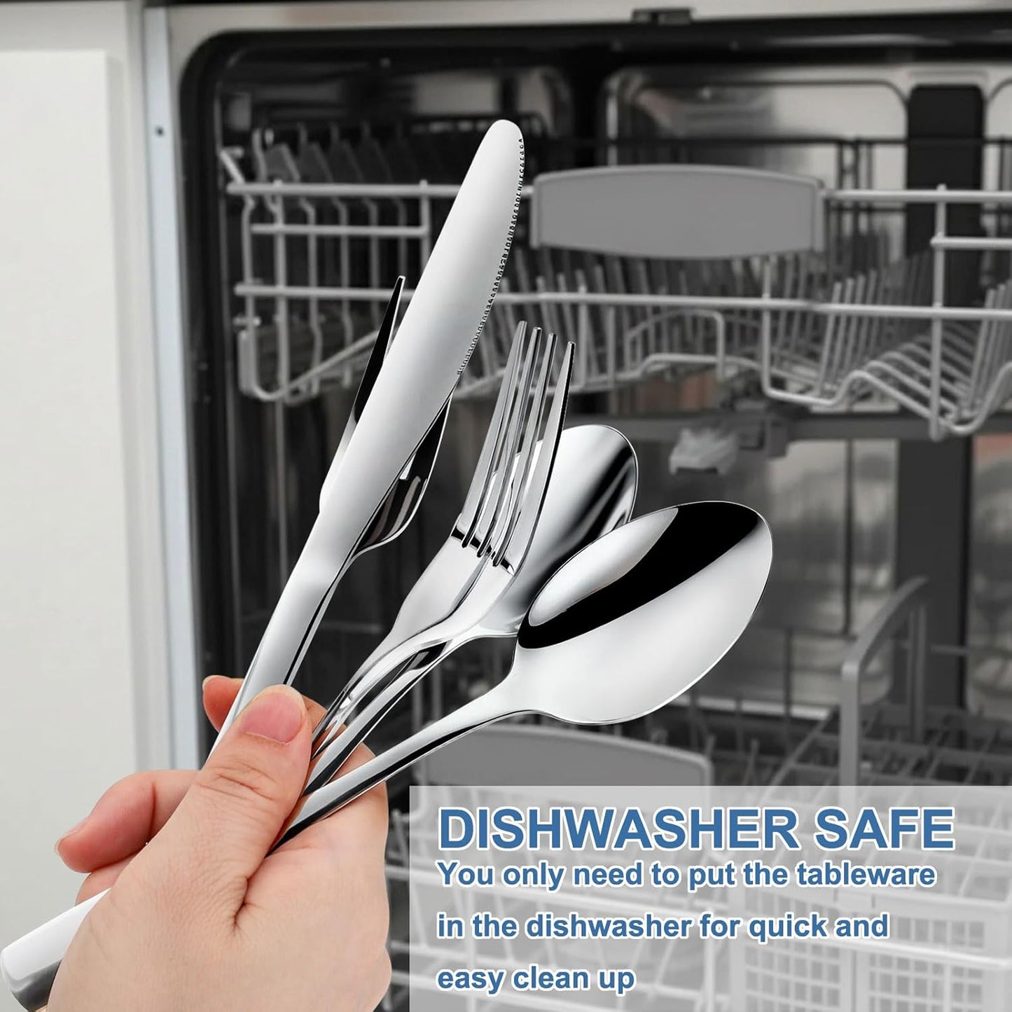 BEWOS 20 Piece Silverware Set - Stainless Steel Silverware Sets for 4 Include Spoon, Forks, Knives, Mirror Polished Flatware Set for Home, Kitchen, Restaurant, Dishwasher Safe