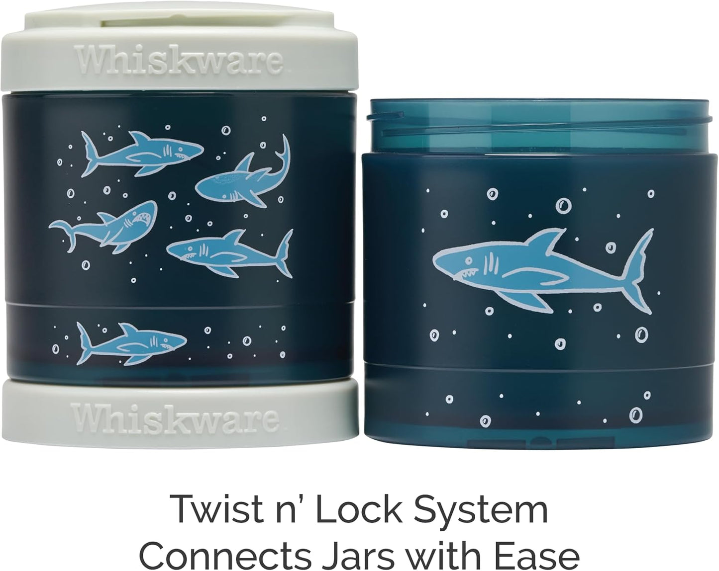 Whiskware Stackable Snack Containers for Kids and Toddlers, 3 Stackable Snack Cups for School or Travel, Sharks