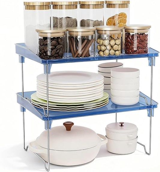 Acrylic Cabinet Organizer Shelf,4 Pcs Stackable Kitchen Counter Shelves,Spice Rack,Countertop Organizers,Clear Plastic Storage Organization for Makeup, Bathroom,Cupboard,Desk,Pantry