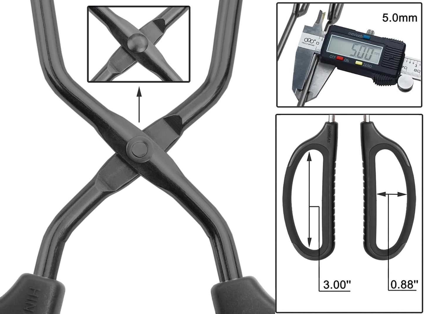 10" Stainless Steel Scissor Tongs with Comfort-Grip Handle (Black)