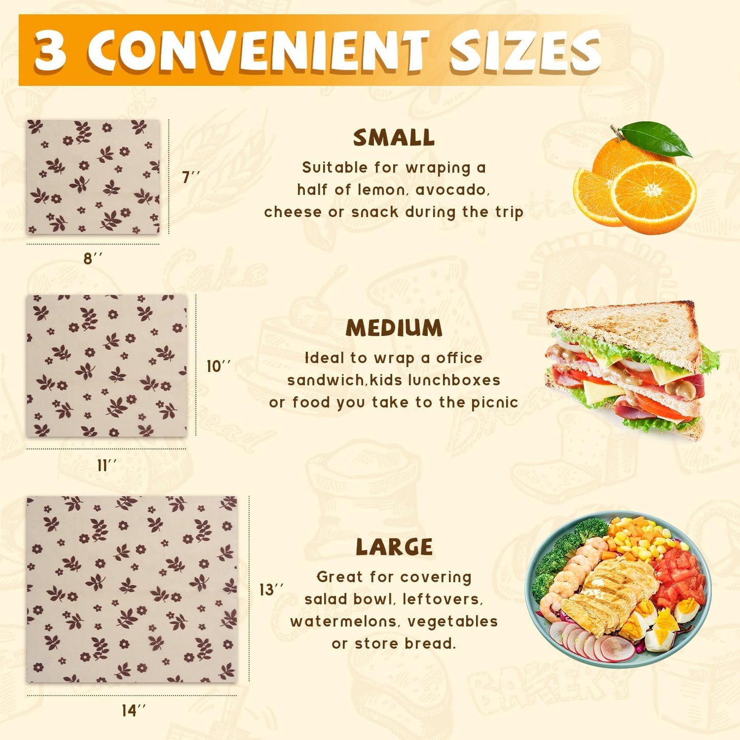 Beeswax Bread Bags, Reusable Organic Linen Beeswax Bread Bag for Sourdough, Keep Fresh and Large Capacity Portable Sourdough Storage Bags & 3 Beeswax Wraps for Gifting, Must-Have Baking Accessories