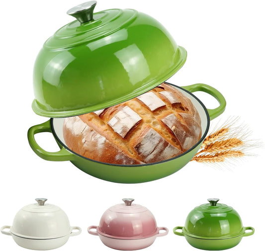 DVK Dutch Oven Pot with Lid for Sourdough Bread Baking Enameled 6 Qt Cast Iron Dutch Oven for Resistant Stovetop and Oven Safe