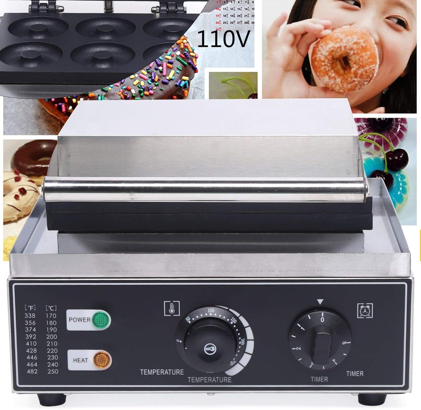 1550W Electric Waffle Maker Machine, 6 Pan Electric Cake Waffle Maker 122-572℉ Non-Stick Waffle Stick Maker for Home & Commercial Use
