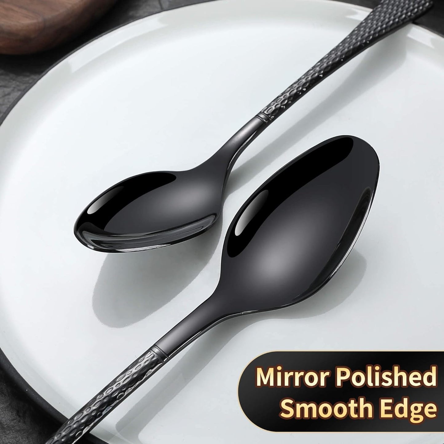 Lemeya Hammered Black Silverware Set for 8,Stainless Steel 40-Piece Modern Cutlery Set,Mirror Polished Heavy Duty Flatware Set Utensil Set,Knives Spoons and Forks Set,Dishwasher Safe